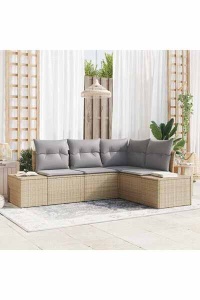 vidaxl Set de canapele pentru gradina 4 pcs Beige È™i gri deschis