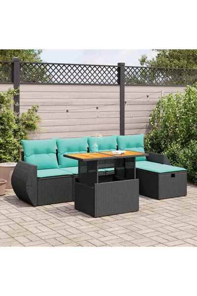 vidaxl Set canapele de gradina cu perne, 6 piese, maro, poliratan