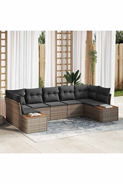 vidaxl Set de canapele pentru gradina cu perna 7 pcs Gri poliratan