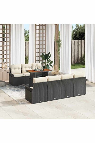 vidaxl Set de canapele pentru gradina 8 pcs Negru Rattan poli