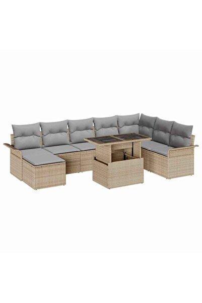 vidaxl Set de canapele pentru gradina 9 pcs Beige È™i gri deschis