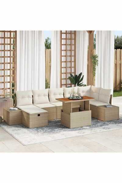vidaxl Set de canapele pentru gradina 8 pcs Bej poliratan