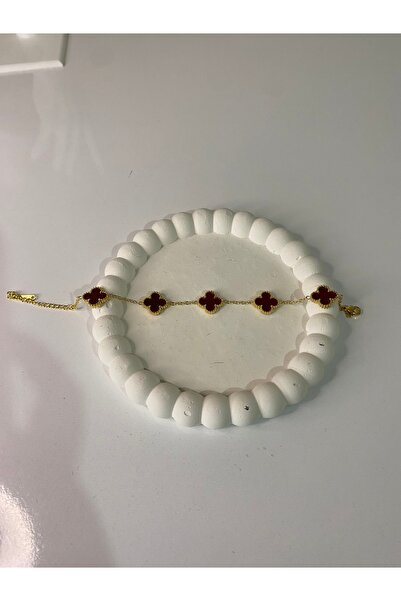innotwinsshop Çelik gold renk yonca desenli bileklik