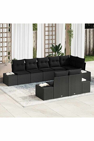 vidaxl Set de canapele pentru gradina 8 pcs Negru Rattan poli