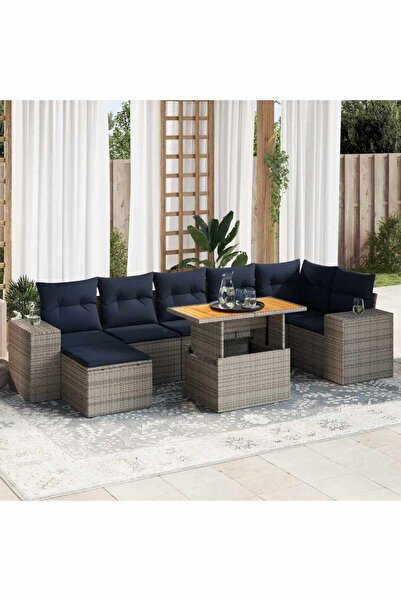 vidaxl Set canapele de gradina cu perne, 8 piese, gri, poliratan