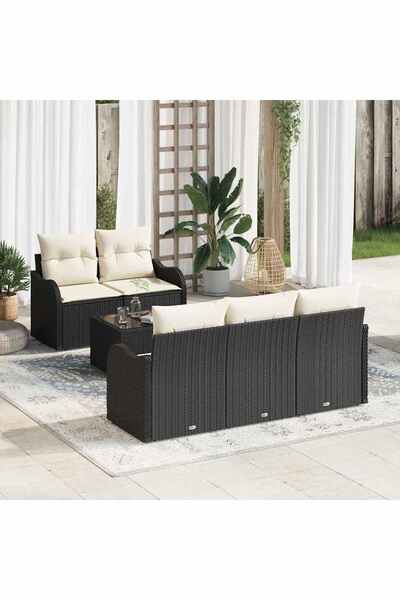 vidaxl Set de canapele pentru gradina Negru poliratan