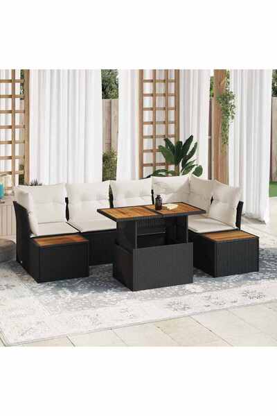 vidaxl Set de canapele pentru gradina 10 pcs Negru Rattan poli