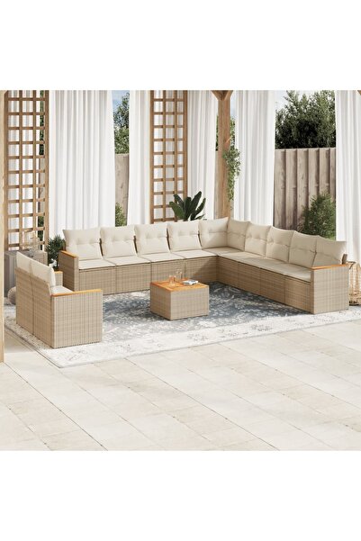 vidaxl Set canapele de gradina cu perne, 12 piese, bej, poliratan