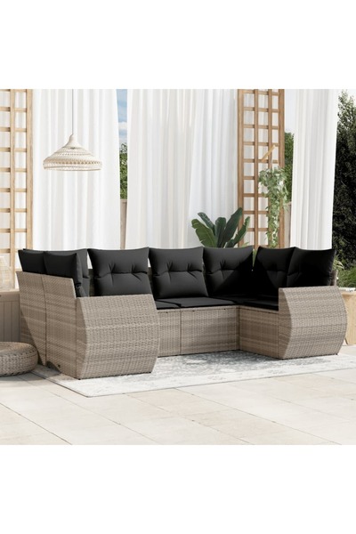 vidaxl Set canapele de gradina cu perne, 6 piese gri deschis poliratan