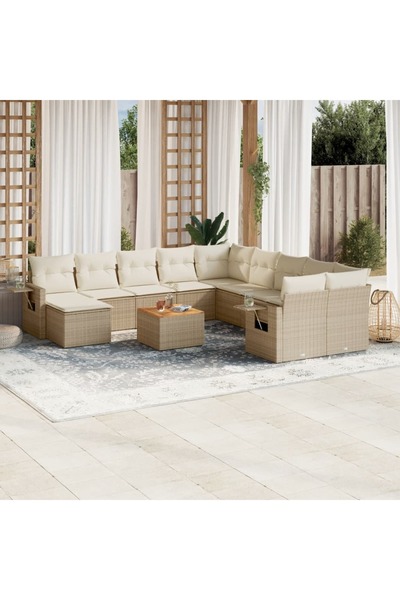 vidaxl Set canapele de gradina cu perne, 12 piese, bej, poliratan