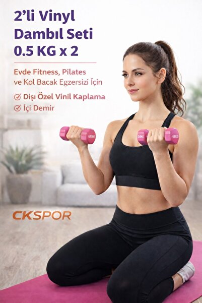 SLİPT 2’li Vinyl Dambıl Seti 0,5 KG x 2 – Evde Fitness & Pilates İçin Vinil Kaplı Demir Dambıl