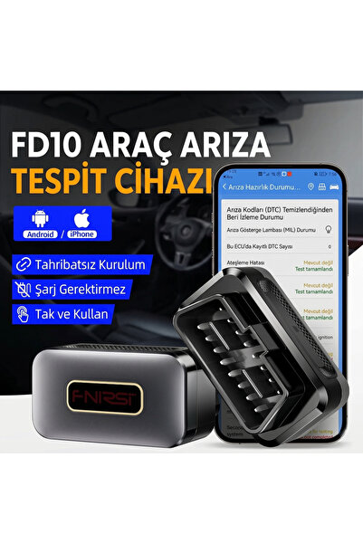 FNIRSI OBD2 FD10 Araba Dedektörü, Araç Arıza Tespit Cihazı, iOS & Android Uyumlu