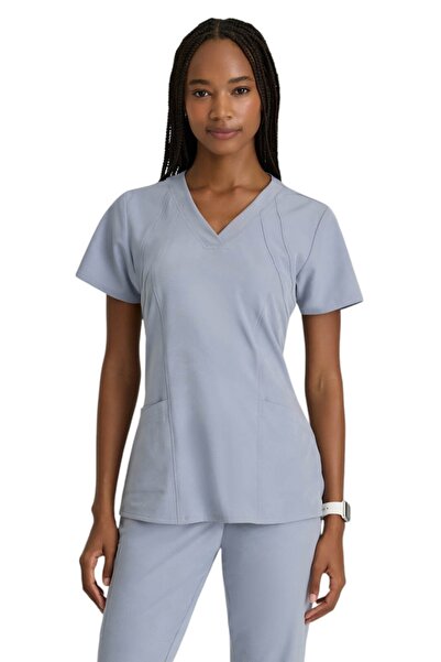 Barco One 5105 Women’s Antistatic Hex Jacquard Scrub Top, Moonstruck Gray