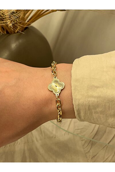 Veralys Atelier GOLD RENK ÇİÇEK FİGÜRLÜ LÜKS ZİNCİR DETAYLI 14K ALTIN KAPLAMA...