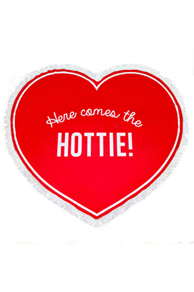 VeeShop Big red heart beach towel with Fringed Here comes the hottie!