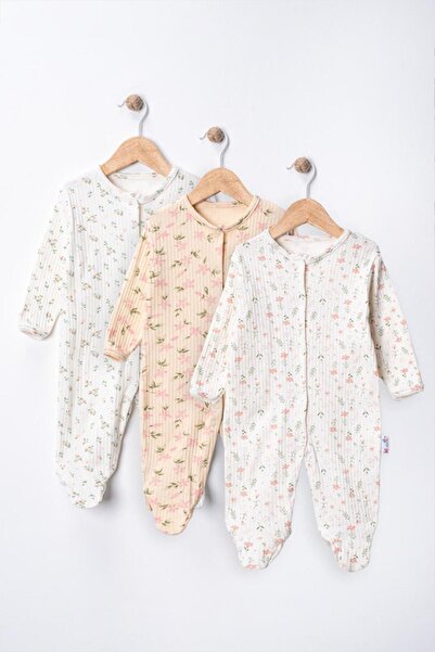 DEFNE LİNA BABY Baby Girl 100% Cotton 3-6-9 Months 3-Piece Jumpsuit Set with ...
