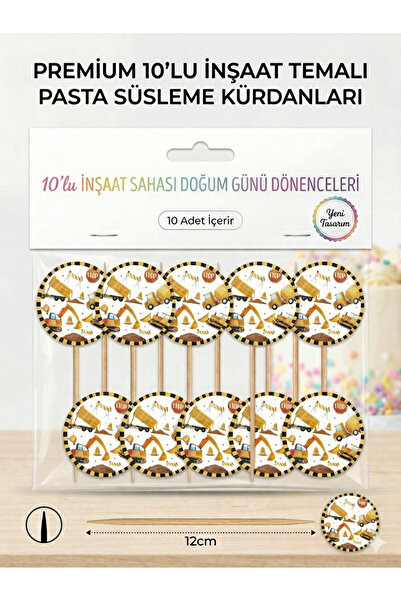 ÇAVUŞ E-TİCARET İnşaat Temalı Pasta Kürdanı İş Makinesi Cupcake Süsü Kepçe Ka...