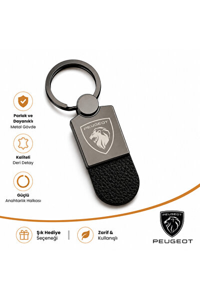 Savek Peugeot Logo Car Keychain Shiny Metallic, Reversible Logo, 9cm X 2.5cm,...