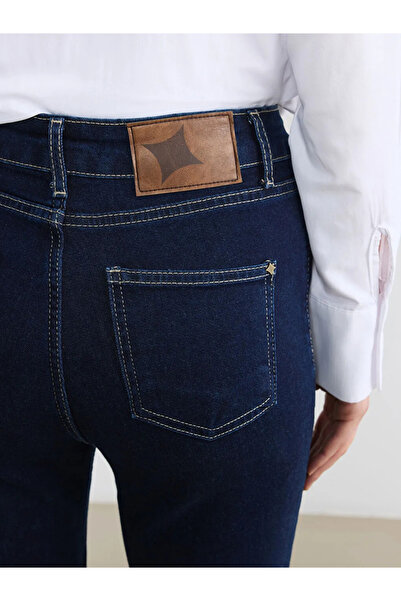 LC Waikiki Pantaloni de damă, albastru marin, cu talie înaltă, evazați