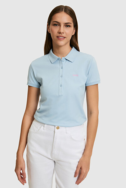 U.S. Polo Assn. Kadın Açık Mavi Polo Yaka Basic Tişört 50323461-VR003