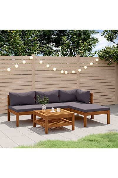 vidaxl Set mobilier de gradina cu perne, 5 piese, lemn masiv acacia