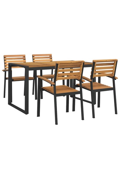Concept Set mobilier de grădină, 5 piese, lemn masiv de acacia și metal