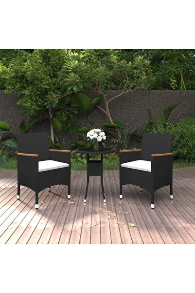 vidaxl Set mobilier de gradina, 3 piese, poliratan