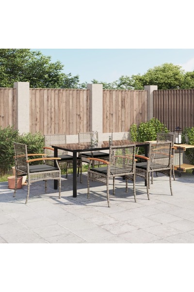 vidaxl Set mobilier de gradina cu perne, 7 piese, gri, poliratan