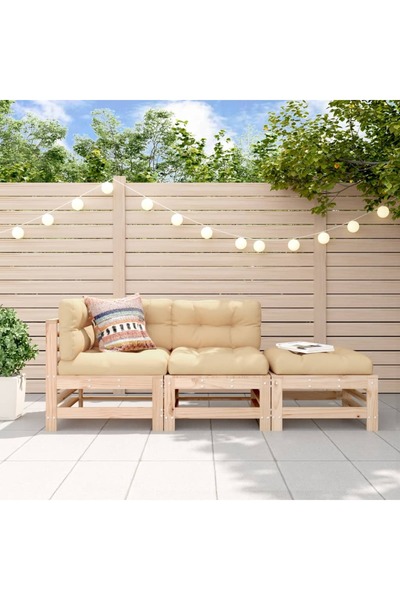 Concept Set mobilier de grădină cu perne, 3 piese, lemn masiv