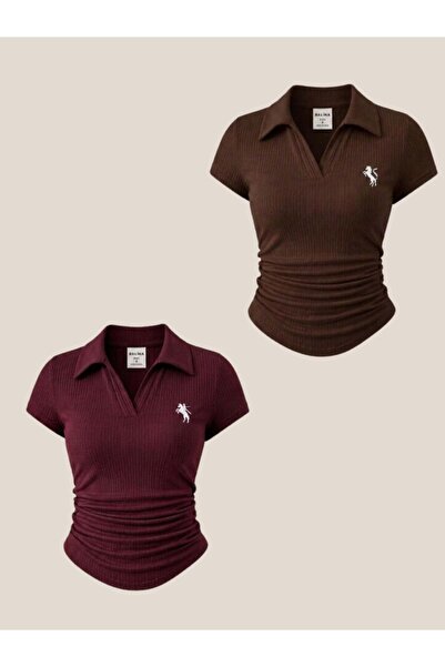 BALİNA Polo Collar Ribbed Premium Blouse - the Solo