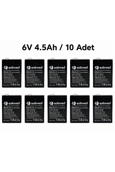 SOLİNVED 6V 4.5Ah Kuru Tip Akü (10 Adet)