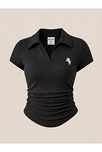 BALİNA Polo Collar Ribbed Premium Blouse - the Solo