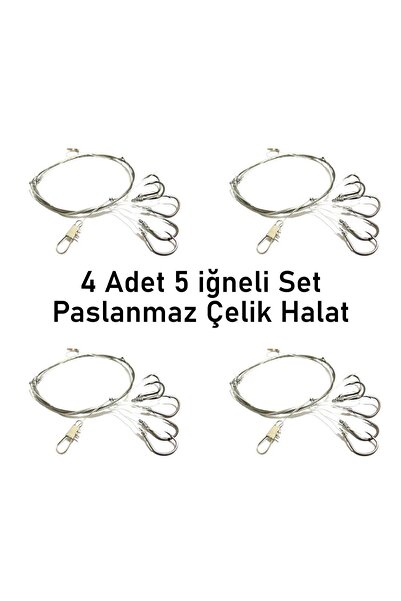 valkyrie 5 İğneli Paslanmaz Çelik Halatlı Dip Hırsız Olta Takımı 4’lü Set – 6...