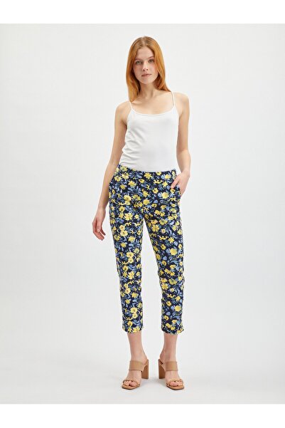 ORSAY Pantaloni de damă scurtați, florali, galbeni și albaștri