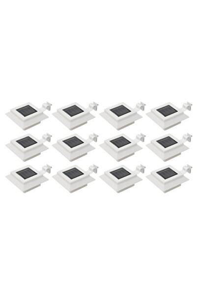 vidaxl Lampi solare de exterior, 12 buc., alb, 12 cm, patrat, LED