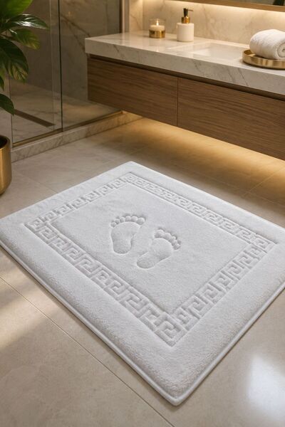 TEXTİLES MAGİC LAMP Jacquard Knitted Welsoft Foot Towel with Footprint Patter...