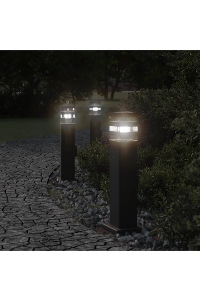 vidaxl Lampa de podea de exterior cu priza, negru, 50 cm, aluminiu