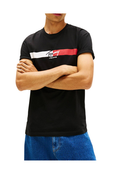 Tommy Hilfiger Ανδρικό T-shirt Μαύρο Tommy Jeans DM0DM22539-BDS