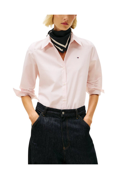 Tommy Hilfiger Γυναικείο Ριγέ Πουκάμισο Ροζ WW0WW47169-0D5