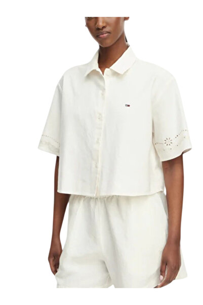 Tommy Hilfiger Γυναικείο Κοντομάνικο Πουκάμισο Λευκό Tommy Jeans DW0DW22214-YBH