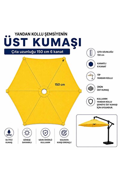 Şemsiyecim Yandan Kollu Şemsiye Üst Kumaşı 150 cm 6 kanat Su İtici