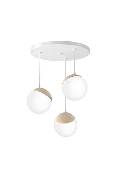 Milagro SFERA MLP5425 Candelabru suspendat cu 3 lumini, Sticlă albă și lemn d...