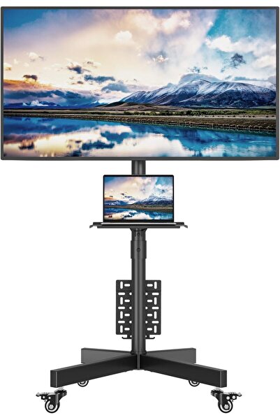 BONTEC Suport TV mobil cu roti pentru televizoare de 23-55 inch, reglabil pe ...