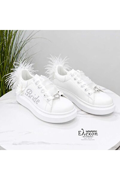 A V FASHION Bridal sneakers with feather | I Do