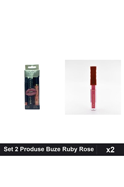 Makeup Set of 2 Lip Products Ushas Lipstick Pencil no. 17 + Gloss Shimmer Rub...