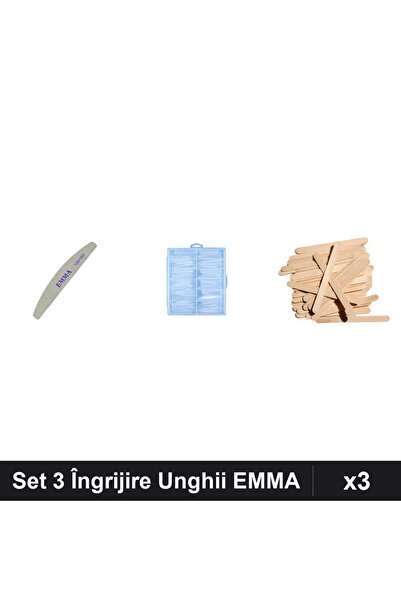 Makeup Set 3 Îngrijire Unghii EMMA - Pila 150/240, Tipsuri 120buc, Spatule Lemn