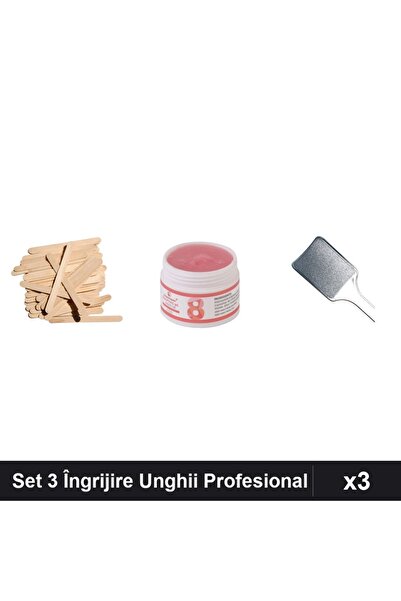 Makeup Set 3 Îngrijire Unghii, Gel Constructie UV LED FSM 15g, Spatule Lemn 1...