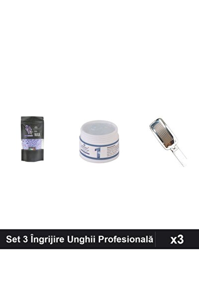 Makeup Set 3 Îngrijire Unghii - Ceară Epilare Lavandă 100g, Gel Constructor U...