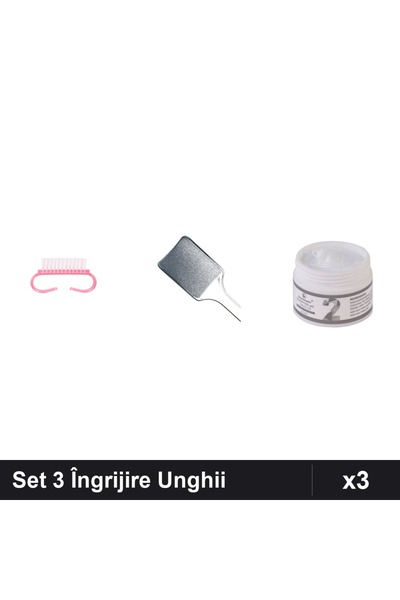 Makeup Set 3 Îngrijire Unghii: Periuță Praf Roz, Pilă Calcaie Neagră, Gel UV/...