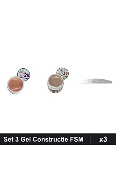 Makeup Set 3 Gel Constructie UV LED FSM 15g Nuante 28 31 cu Pila Emma 80/80